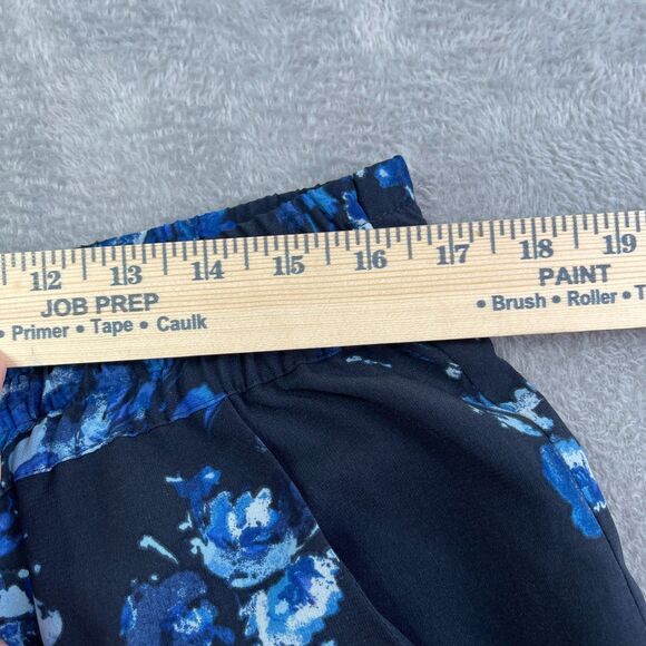 Coldwater Creek Floral Navy Ankle Pants Sz Large Petite Vacation Workwear Beach - Picture 12 of 16